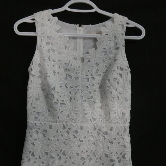 LOFT | 00P | Elegant White Floral Lace Mini Dress - Picture 6 of 14